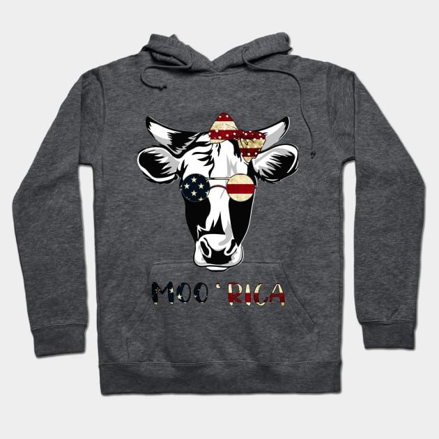 Patriotic Cow - Moo Rica Hoodie by VikiShop